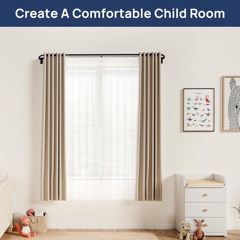 ENJOYBASICS Double Curtain Rod，Blackout Wrap-Around Curtain Rods for Windows 28 to 48 Inch，Adjustable from 32 to 57 Inch for Room Darkening Curtains, Matte Black - Image 5